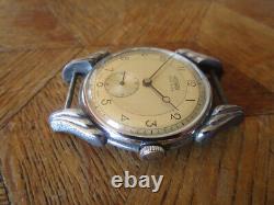 Vintage Used Chrome Plated TECHNOS Precision Manual Watch. For parts. 36mm