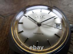 Vintage Used Chromed PONTIAC Memodate Manual Watch Cal. ETA 2763. For parts