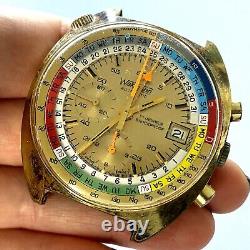 Vintage Wakmann Automatic 17j Swiss Chronograph Men's Watch 1341 Parts Repair