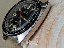 Vintage Waltham All SS Diver Watch withPatina, Signed Crown, Runs FOR PARTS/REPAIR