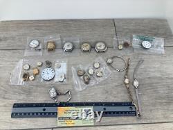 Vintage Waltham Elgin Seiko Watch Movements Parts Lot Art Deco Westfield Bulova
