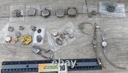 Vintage Waltham Elgin Seiko Watch Movements Parts Lot Art Deco Westfield Bulova