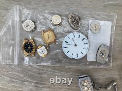 Vintage Waltham Elgin Seiko Watch Movements Parts Lot Art Deco Westfield Bulova