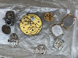 Vintage Waltham Elgin Seiko Watch Movements Parts Lot Art Deco Westfield Bulova
