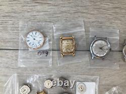 Vintage Waltham Elgin Seiko Watch Movements Parts Lot Art Deco Westfield Bulova
