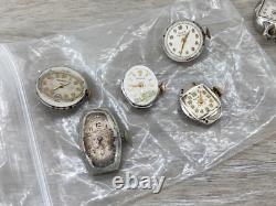 Vintage Waltham Elgin Seiko Watch Movements Parts Lot Art Deco Westfield Bulova