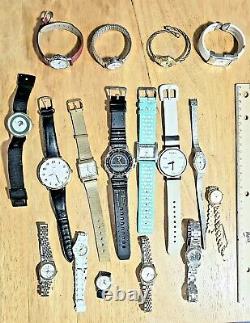 Vintage Watch Lot-17 for PARTS/FIX Tissot Pulsar Timex, Estate Stainless UNTESTED