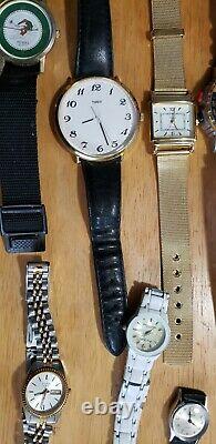 Vintage Watch Lot-17 for PARTS/FIX Tissot Pulsar Timex, Estate Stainless UNTESTED