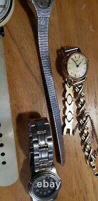 Vintage Watch Lot-17 for PARTS/FIX Tissot Pulsar Timex, Estate Stainless UNTESTED