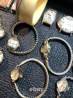 Vintage Watch Lot (46) Repair/Parts Wittnauer, Waltham, Bulova, Hamilton, Dior, Seiko