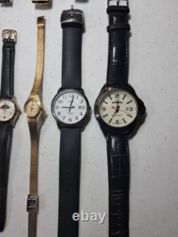 Vintage Watch Lot 9 pcs Timex Seiko Gubelin Lorus Carriage For Parts Repair