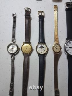Vintage Watch Lot 9 pcs Timex Seiko Gubelin Lorus Carriage For Parts Repair
