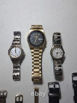 Vintage Watch Lot 9 pcs Timex Seiko Gubelin Lorus Carriage For Parts Repair
