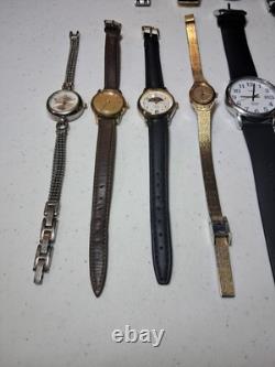 Vintage Watch Lot 9 pcs Timex Seiko Gubelin Lorus Carriage For Parts Repair