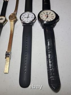 Vintage Watch Lot 9 pcs Timex Seiko Gubelin Lorus Carriage For Parts Repair
