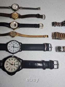 Vintage Watch Lot 9 pcs Timex Seiko Gubelin Lorus Carriage For Parts Repair