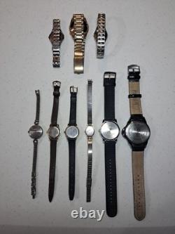 Vintage Watch Lot 9 pcs Timex Seiko Gubelin Lorus Carriage For Parts Repair