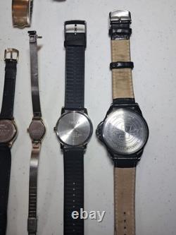Vintage Watch Lot 9 pcs Timex Seiko Gubelin Lorus Carriage For Parts Repair