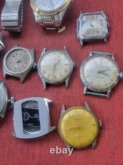 Vintage Watch Lot Of 16 For Parts Or Repairs Different Brands C2