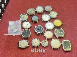 Vintage Watch Lot Of 20 For Parts Or Repairs Different Brands H2