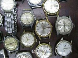 Vintage Watches Lot Mechanical Automatic Swiss for Part Fix Sell 1940s 1960s g