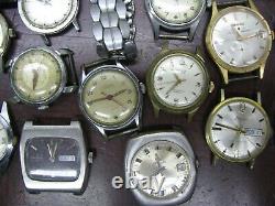 Vintage Watches Lot Mechanical Automatic Swiss for Part Fix Sell 1940s 1960s g