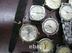 Vintage Watches Lot Mechanical Automatic Swiss for Part Fix Sell 1940s 1960s g