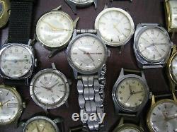 Vintage Watches Lot Mechanical Automatic Swiss for Part Fix Sell 1940s 1960s g