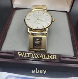 Vintage Wittnauer Quartz Mens Date Watch & 10K Gold AT&T Emblem Not Working