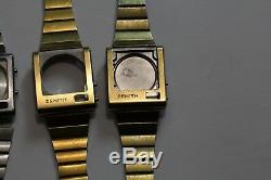 Vintage Zenith Futur Time Command Watch Cases and Bands For Parts Repair