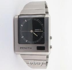 Vintage Zenith Quartz Time Command LED Watch Not Working Good for parts