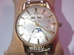 Vintage Zodiac Automatic Moonphase Triple Date Calendar Watch AS IS for parts