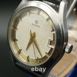 Vintage and Rare TITONI ROTOMAIC Hand-Winding watch. 25 jewels. Date not working