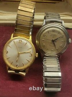 Vintage elgin mechanical Wrist Watches lot of 2 for parts or Repairs running A6