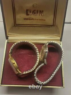 Vintage elgin mechanical Wrist Watches lot of 2 for parts or Repairs running A6