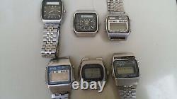 Vintage lot of 6 seiko lc digital and seiko james bond watches for parts repair