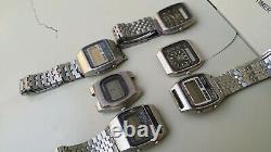 Vintage lot of 6 seiko lc digital and seiko james bond watches for parts repair