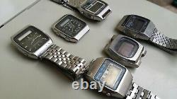 Vintage lot of 6 seiko lc digital and seiko james bond watches for parts repair