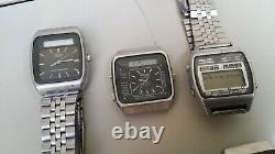 Vintage lot of 6 seiko lc digital and seiko james bond watches for parts repair