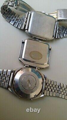 Vintage lot of 6 seiko lc digital and seiko james bond watches for parts repair