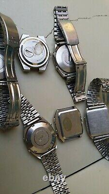 Vintage lot of 6 seiko lc digital and seiko james bond watches for parts repair