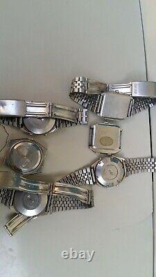 Vintage lot of 6 seiko lc digital and seiko james bond watches for parts repair