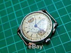 Vintage mens Berna Watch chronograph manual wind 38mm staybrite case for parts