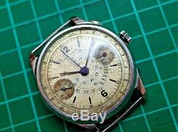 Vintage mens Berna Watch chronograph manual wind 38mm staybrite case for parts