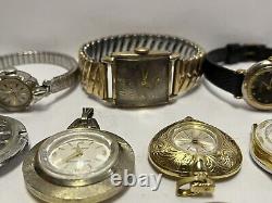 Vintage watch lot for parts or repair mostly Swiss Made Croton Gruen Swistar