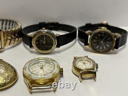 Vintage watch lot for parts or repair mostly Swiss Made Croton Gruen Swistar