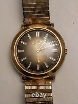 Vtg 1974 Bulova Accutron 2210 Tuning Fork Watch 10K Gold Filled Repair/Parts