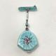 Vtg Bucherer Pendant Pin Watch Blue Guilloche FOR PARTS REPAIR Manual Wind Up