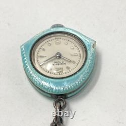 Vtg Bucherer Pendant Pin Watch Blue Guilloche FOR PARTS REPAIR Manual Wind Up