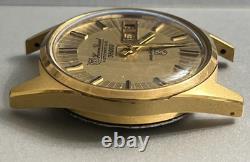 Vtg For Parts Lucien Piccard Seashark Solid Plated Gold Automatique 36000 Watch